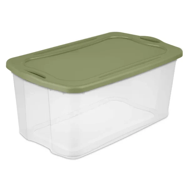Sterilite 120 Qt. EZ Carry Plastic, Clear/Sage Legume