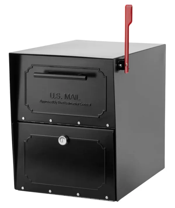 Architectural Mailboxes Oasis Classic Locking Post Mount Mailbox, Black