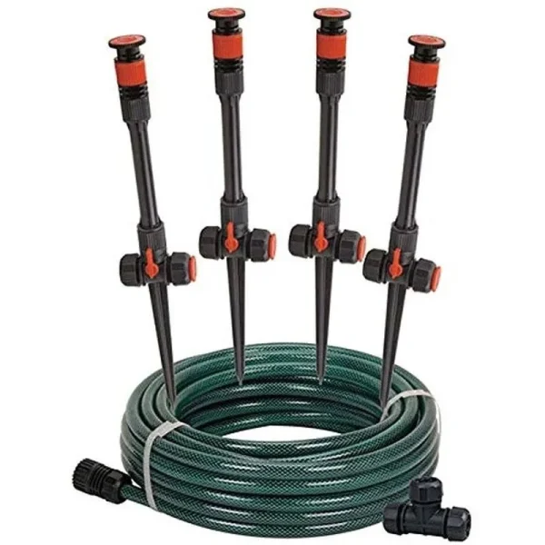Eden 97063 Multi-Adjustable Flex Design Above Ground Irrigation Garden Sprinkler System, Sprinkler & Hose, DIY Plant Watering Set