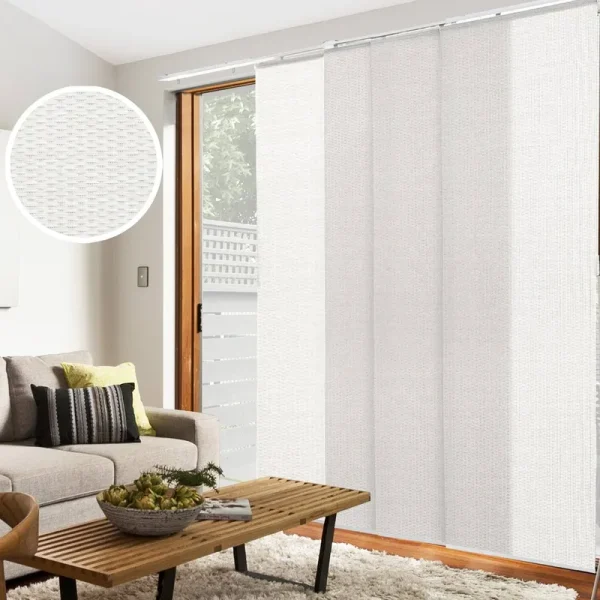 Chicology Woven Adjustable Sliding Panel Track Blind Size Up to 86 inchw x 96 inchh White