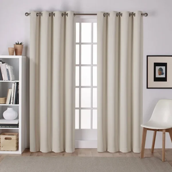 Exclusive Home Sateen Twill Woven Blackout Grommet Top Curtain Panel Pair Linen 52x108