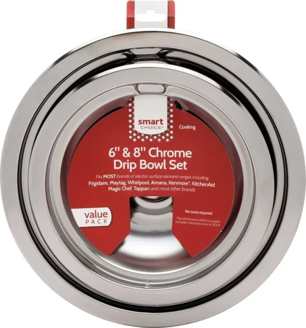 Smart Choice 6 in. and 8 in. Drip Bowl Set in Chrome - Fits Most