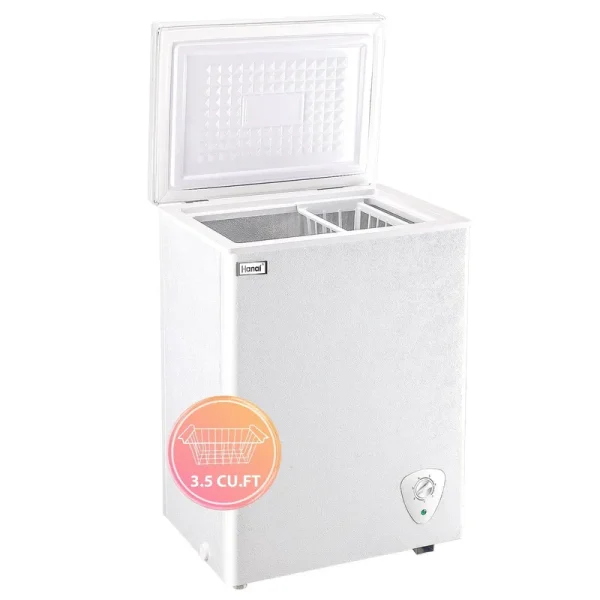 Wanai Chest Freezer 3.5 Cu FtSmall Chest FreezerUpright Single Door RefrigeratorWhite