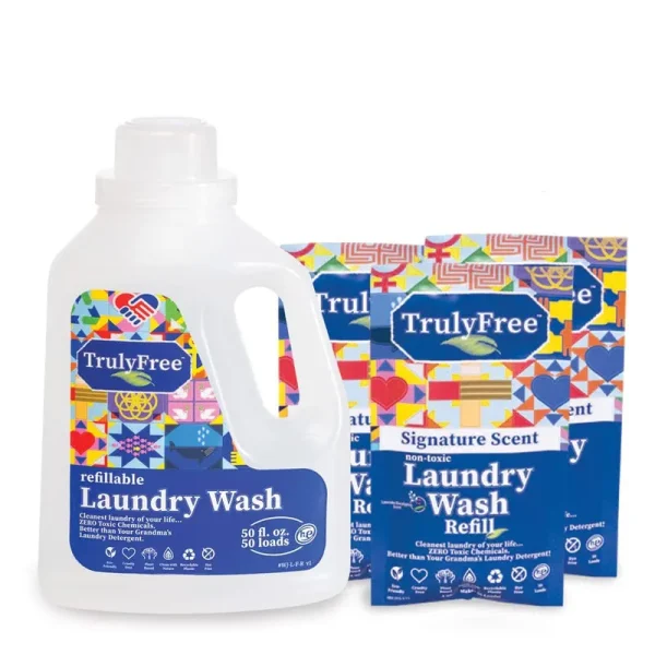 Truly Free Laundry Wash Signature Scent, Powerful Detergent with No Harmful Ingredients 150 Loads, Size: 32 oz (50 Loads)