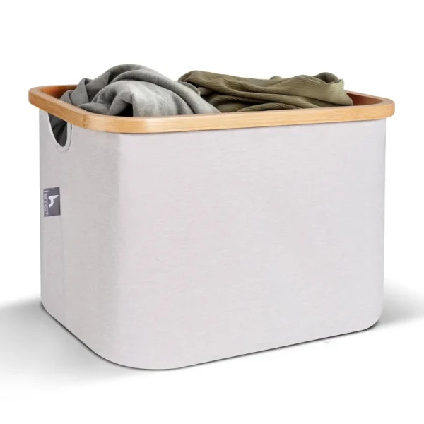 Hennez 40L Storage Basket for Ikea Kallax - Foldable Small Basket for Laundry - Fabric Storage Bins Bamboo - Collapsible Storage Baskets for