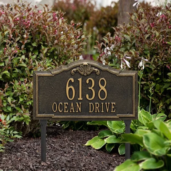 Whitehall Personalized Gatewood Black & Gold Plaque Standard Lawn 2 Line