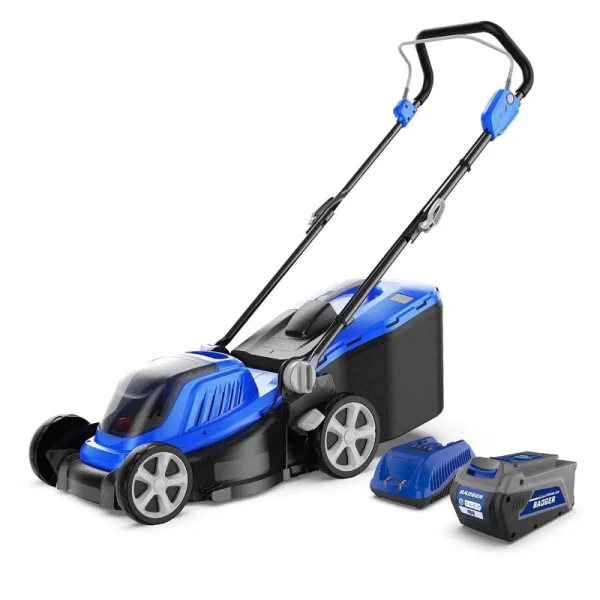 WILD BADGER POWER 18" Brushless Cordless Lawn Mower, 40V, for 6, 500�?0, 000 Sq Ft Yards, 5 Cutting Heights, Large Grass Bag, Quick - Fold Storage, Battery & Charger Included