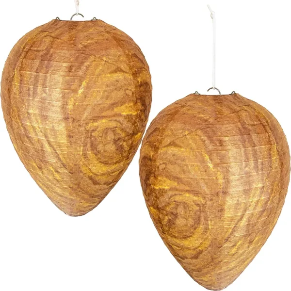 Mood Lab Wasp Nest Decoy - 2 Pack - Hanging Fake Wasp Nest