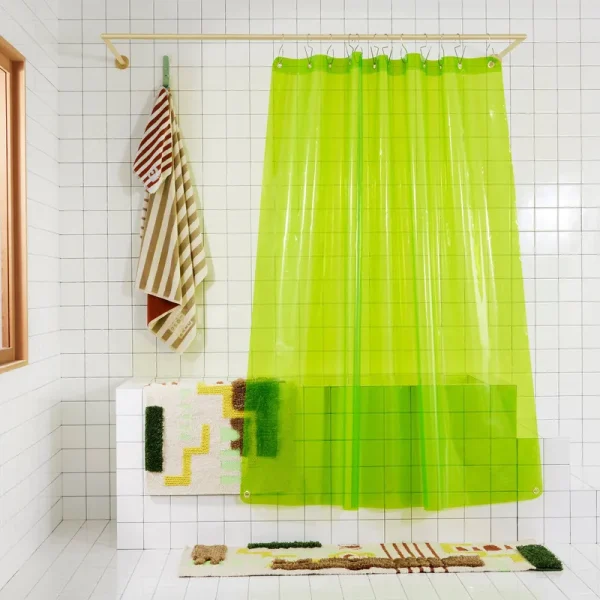 Sun Shower Lime | Green Clear Shower Curtain | Quiet Town
