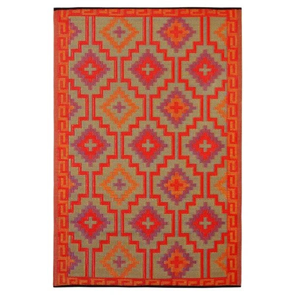 Fab Habitat Lhasa Indoor/Outdoor Rug Orange Violet 3' x 5'