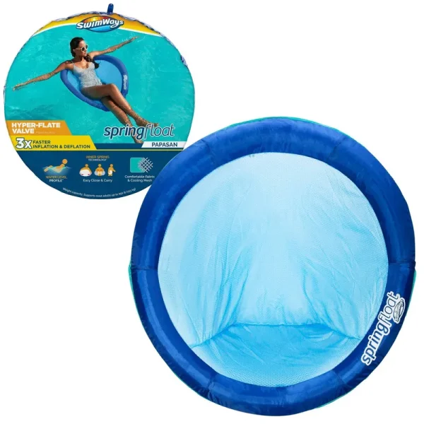 Swimways Spring Float Papasan Pool Lounger with Hyper-Flate Valve - Blue