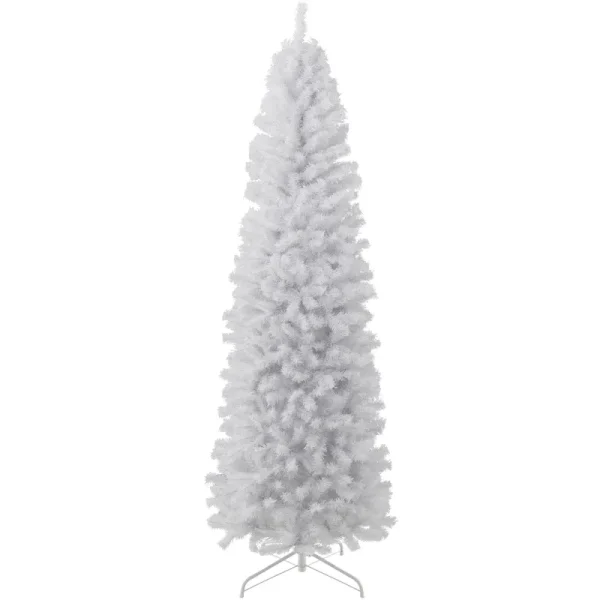 Best Choice Products 7.5ft White Artificial Holiday Christmas Pencil Tree w/ 972 Tips, Metal Base