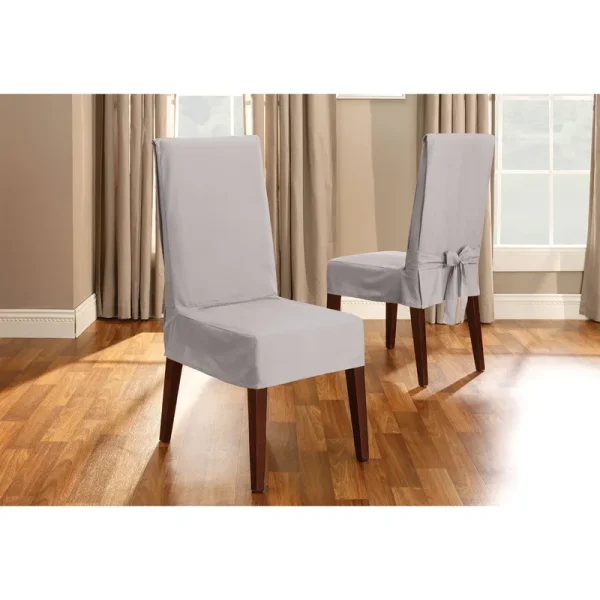 SureFit Duck Short Dining Chair Slipcover ,Gray