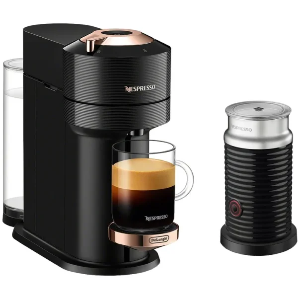 Nespresso Vertuo Next Premium Coffee and Espresso Maker by DeLonghi with Aeroccino Milk Frother, Black Rose Gold