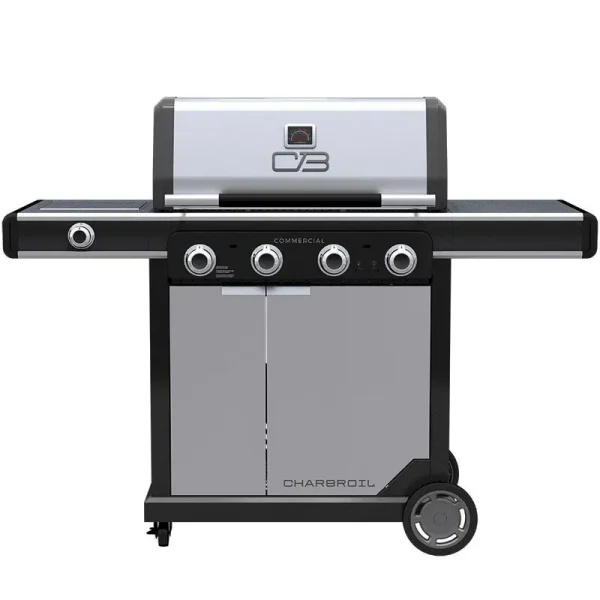 Char-Broil Commercial Series Grill and Griddle Combo Stainless Steel 4-Burner Liquid Propane and Natural Gas Infrared Gas Grill with 1 Side Burner