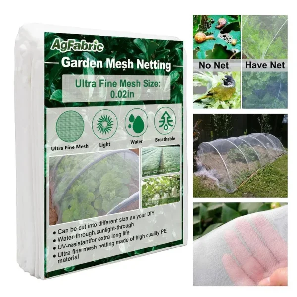 Agfabric 6.5 ft. x 10 ft. White Insect Barrier Netting Garden Netting Protect Plants Against Bugs Birds and Squirrels