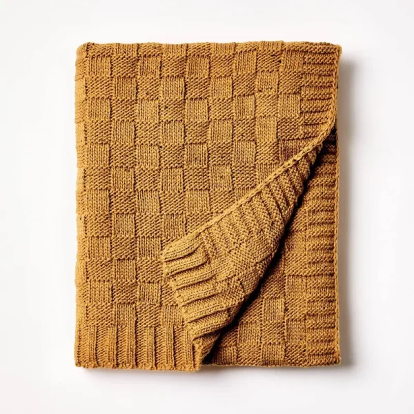 Checkered Knit with Neps Throw Blanket Dark Tan - Threshold Designed with Studio McGee