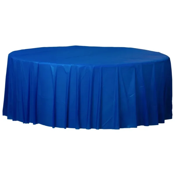 Royal Blue Round Table Cover Plastic - 84 inch