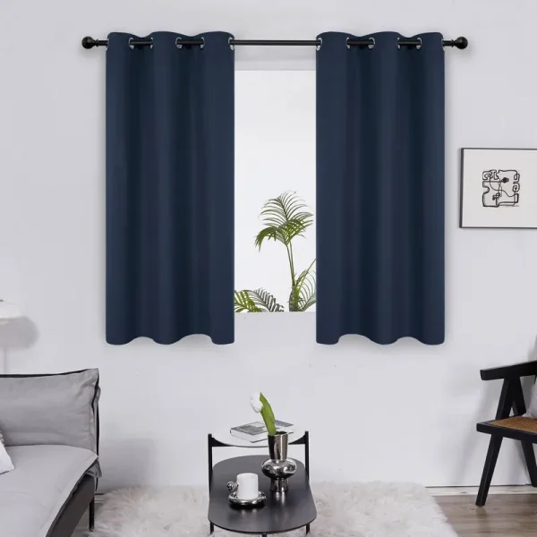 Deconovo Blackout Curtains Room Darkening Thermal Insulated Curtain Panels Grommet for Living Room Navy Blue 38 x 45 inch 2 Panels