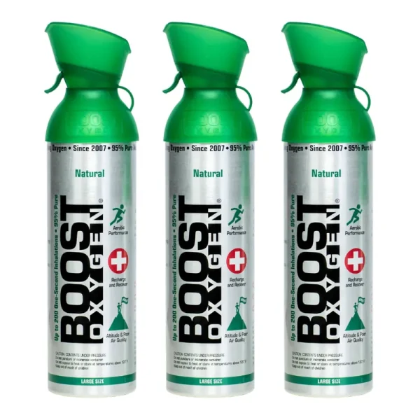 3 Pack Large 10-Liter Boost Oxygen Portable Pure Canned Natural Oxygen Canister Bottle for High Altitudes, Athletes, and More, Flavorless