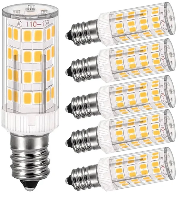 SZHZBZW E11 LED Bulb,40W Equivalent Halogen Light Bulbs Replacement,Mini Candelabra Base Warm White 3000K 5 Pack