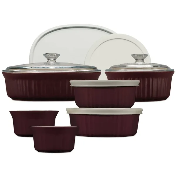 Corningware French Colors 12-Piece Bakeware Set, Cabernet