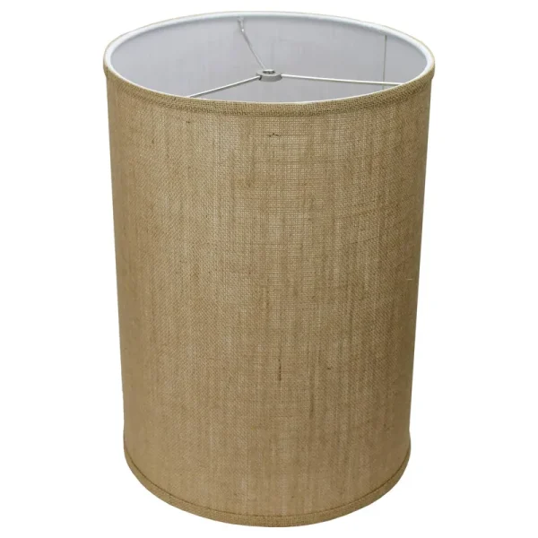 FenchelShades.com 12" Diameter x 17" Height Drum Lampshade Retro Rustic Vintage Hardback USA Made (Burlap Natural)