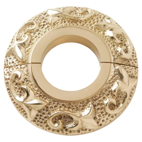 Signature Hardware 907302-1 Floral Textured Radiator Flange - Fits 1" IPS Pipe Polished Brass Rough Plumbing Pipe and Fittings Flanges