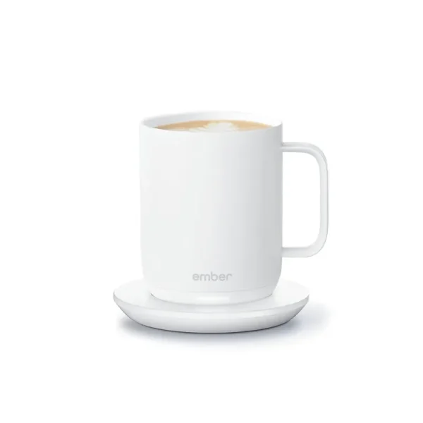 Ember Temperature Control Smart Mug 2 - 10 oz - App-Controlled Heated Coffee Mug - 80 Min Battery Life - Improved Design - White