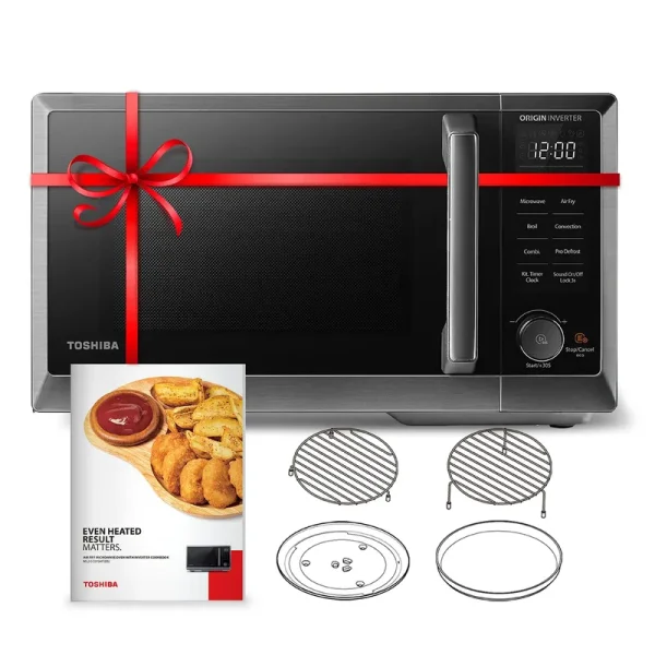 Toshiba 6-in-1 Inverter Microwave Oven Air Fryer Combo, Countertop Microwave, Healthy Air Fryer, Broil, Convection, Speedy Combi, Even Defrost, 11.3