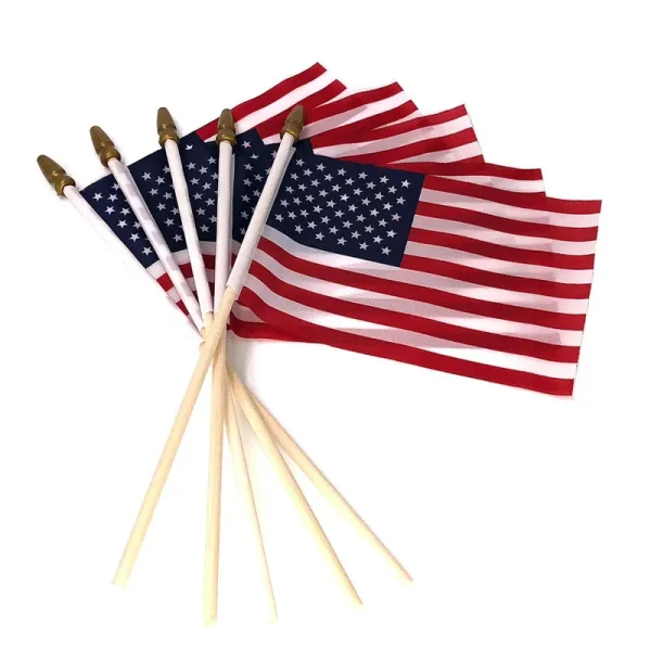 Pack of 12, Small US American Handheld Flags, 4x6 inch Golden Spear Ti