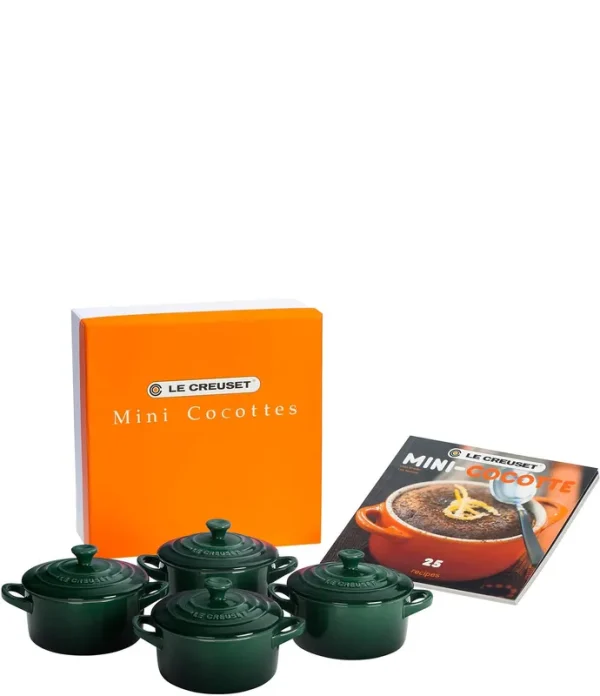 Le Creuset Stoneware Cocottes Set of 4 with Mini Cocotte Cookbook - Artichaut