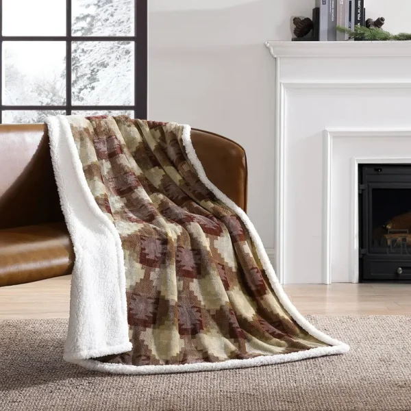 Eddie Bauer Copper Creek Ultra Soft Plush Sherpa Throw, Brown