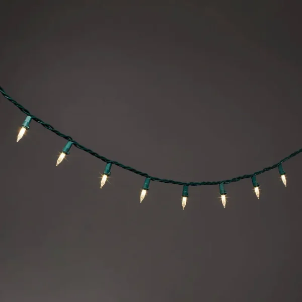 60ct LED Faceted Mini String Lights Warm White with Green Wire - Wondershop