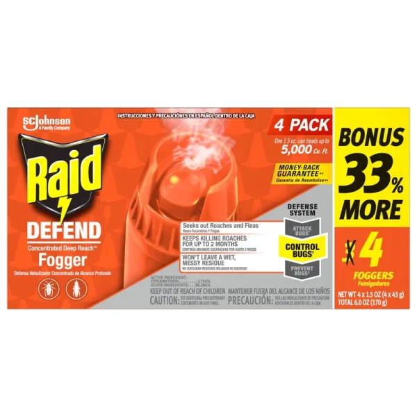 Raid Concentrated Deep Reach Fogger, 1.5 oz, 4 Cans