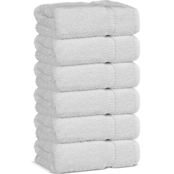 Chakir Turkish Linens Hotel & Spa Quality, Highly Absorbent 100% Cotton Hand Towels (6 Pack, White)