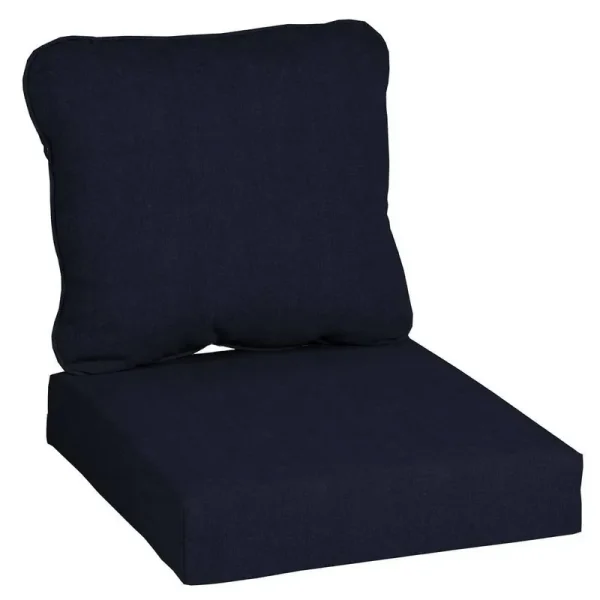 Hampton Bay 24 in. x 22 in. CushionGuard Midnight 2-Piece Deep Seating Outdoor Lounge Chair Cushion