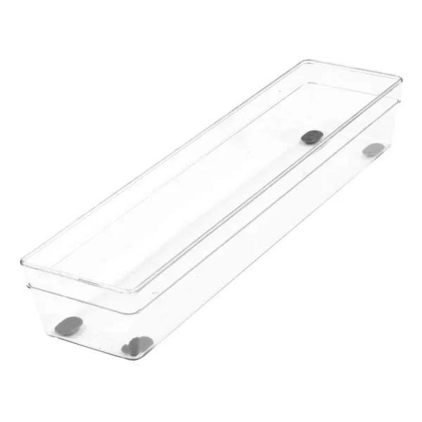 Glad Plastic Drawer Storage Tray ÿ Heavy Duty Organizer Bin for Home, Kitchen, Bath, Bedroom, Office | Non-Slip Feet, 13" x 3", Clear