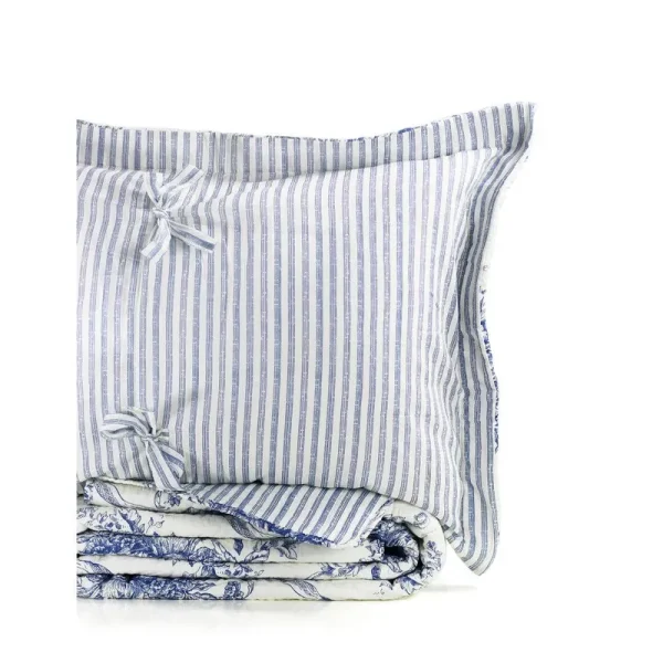 Benedictine Cotton Quilt Set Size: King Quilt + 2 Shams, Color: Navy