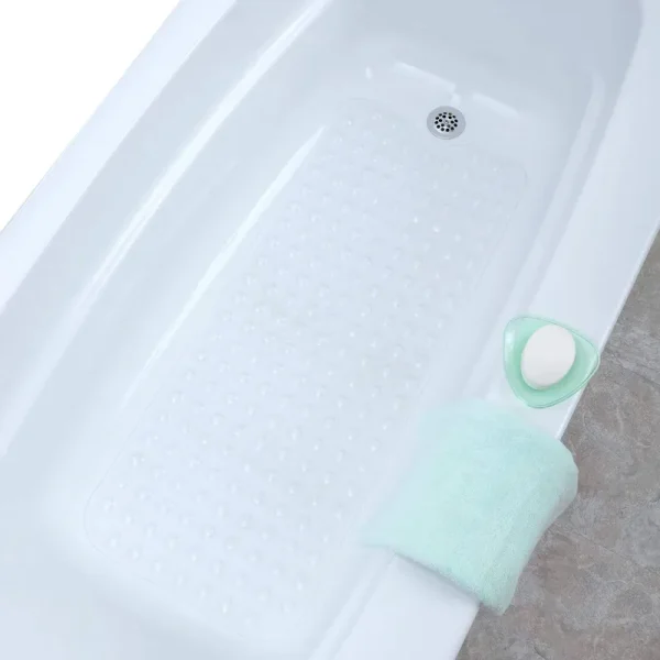 SlipX Solutions Clear Extra Long Bath Mat Adds Non-Slip Traction to Tubs &