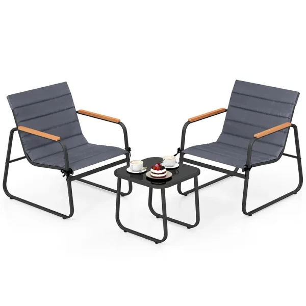 Tangkula 3 Pieces Patio Bistro Set Outdoor Fabric Conversation Set