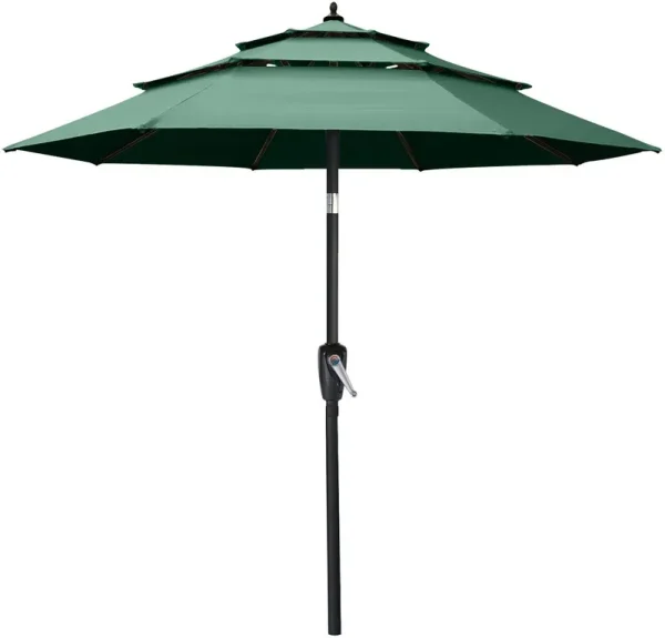 ABCCANOPY Patio Umbrellas 3-Tiers 9ft (Green)