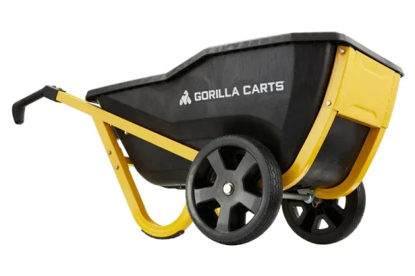 Gorilla Carts Black Evolution Yard Cart - 7 Cu ft Utility Cart with Solid Flat-Free Tires and Steel Handle | GCR-7S-2