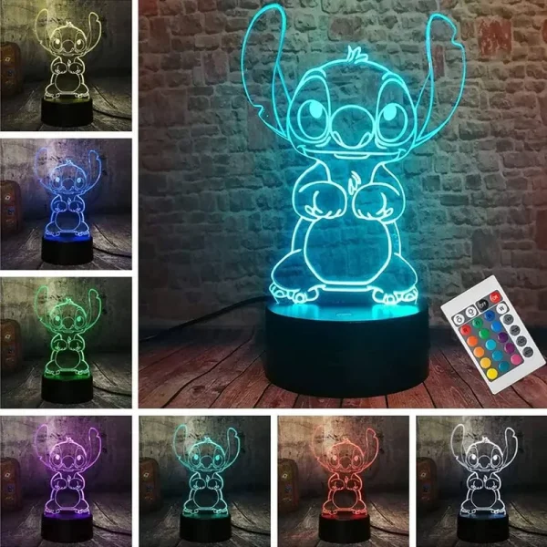 LOUHH Stitch Night Light, Stitch Gifts - 3D LED Intelligent Remote Control 16 Color Stitch Light for Children's Room Decoration