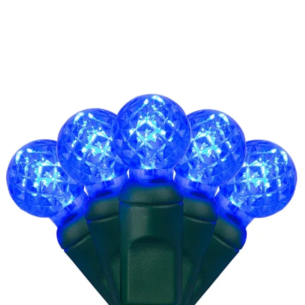 Wintergreen Lighting 70 Blue G12 LED String Lights, Green Wire, 4" Spacing