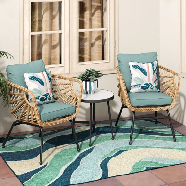 Origin 21 with STAINMASTER Wave 5 x 8 (ft) Blue Outdoor Area Rug