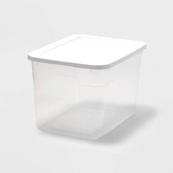 70QT Clear Storage Box with White Lid - Room Essentials