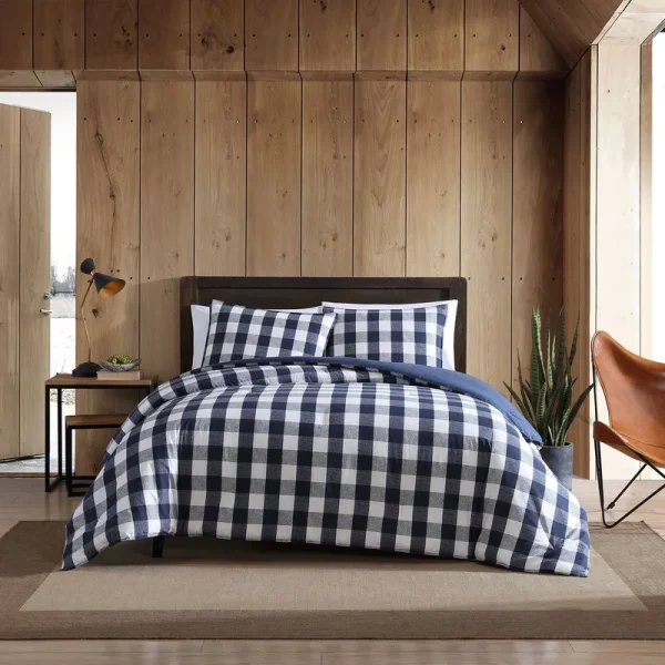 Eddie Bauer Lakehouse Plaid Blue Duvet Cover Set - Twin