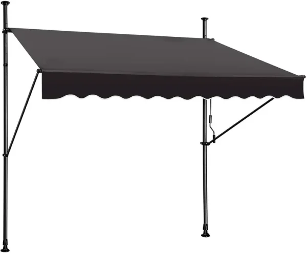 STEELAID Manual Retractable Awning ÿ 138�� Non-Screw Outdoor Sun Shade ÿ Adjustable Pergola Shade Cover with UV Protection ÿ 100% Polyester Made