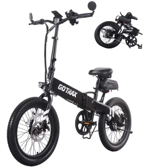 Gotrax F1V2 20" Adult Folding Electric Bike, 50 Mile Long Range, 48V 10.4ah Battery, 20MPH Speed, Compact & Portable, Black